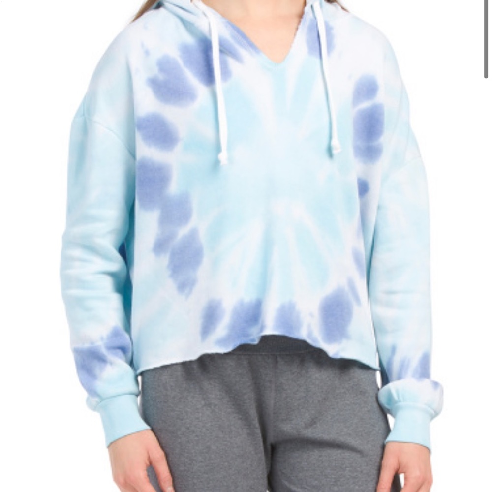 BEACH BUM TIE DYE FRENCH TERRY BOXY CROP HOODIE